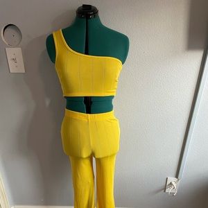 Yellow Two Piece Matching Pant Set
